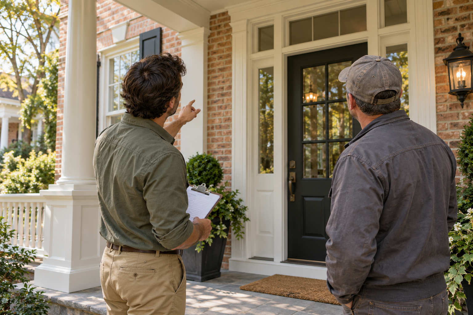 Illustrative scene of a property inspection with a specialist